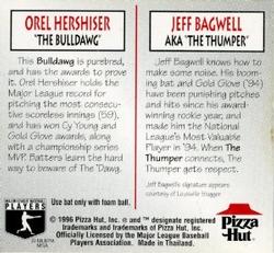 1996 Pizza Hut #NNO Jeff Bagwell / Orel Hershiser Back