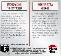 1996 Pizza Hut #NNO Mike Piazza / David Cone Back