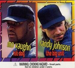 1996 Pizza Hut #NNO Mo Vaughn / Randy Johnson Front