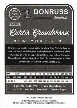 2017 Donruss - Gray Border #125 Curtis Granderson Back