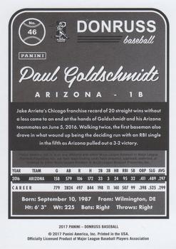 2017 Donruss - Career Stat Line #46 Paul Goldschmidt Back