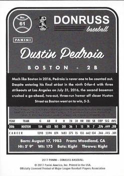 2017 Donruss - Career Stat Line #61 Dustin Pedroia Back