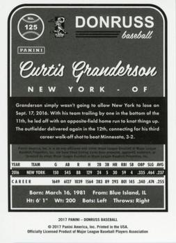 2017 Donruss - Career Stat Line #125 Curtis Granderson Back