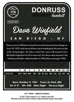2017 Donruss - Career Stat Line #178 Dave Winfield Back