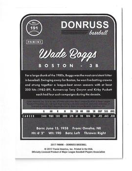 2017 Donruss - Career Stat Line #191 Wade Boggs Back