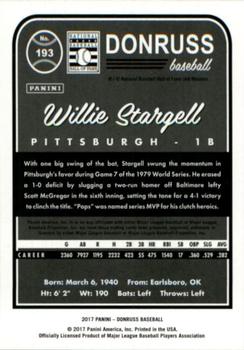 2017 Donruss - Career Stat Line #193 Willie Stargell Back