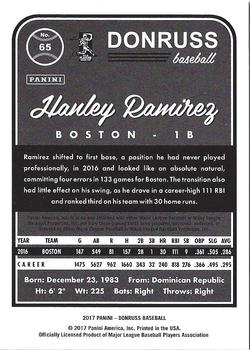2017 Donruss - Season Stat Line #65 Hanley Ramirez Back