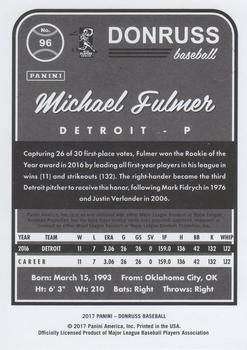 2017 Donruss - Season Stat Line #96 Michael Fulmer Back