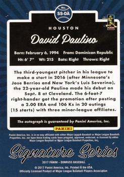 2017 Donruss - Signature Series Purple #SS-DA David Paulino Back