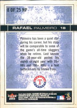 2003 Fleer Patchworks - National Pastime #8 NP Rafael Palmeiro Back