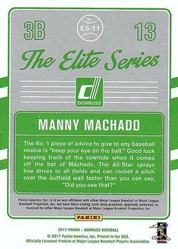 2017 Donruss - The Elite Series Silver #ES-11 Manny Machado Back