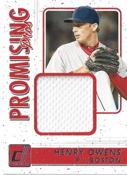 2017 Donruss - Promising Pros Materials #PPM-HO Henry Owens Front