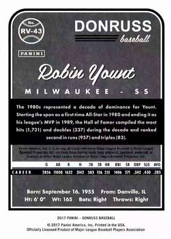 2017 Donruss - Retro Variations 1983 #RV-43 Robin Yount Back