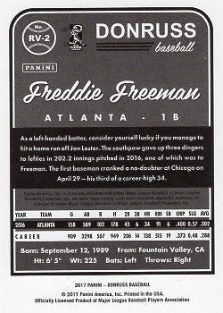 2017 Donruss - Retro Variations 1983 Career Stat Line #RV-2 Freddie Freeman Back