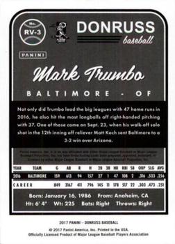 2017 Donruss - Retro Variations 1983 Career Stat Line #RV-3 Mark Trumbo Back