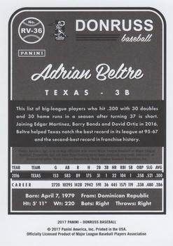 2017 Donruss - Retro Variations 1983 Career Stat Line #RV-36 Adrian Beltre Back