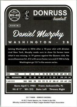 2017 Donruss - Retro Variations 1983 Career Stat Line #RV-40 Daniel Murphy Back