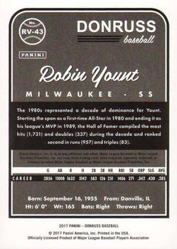 2017 Donruss - Retro Variations 1983 Career Stat Line #RV-43 Robin Yount Back
