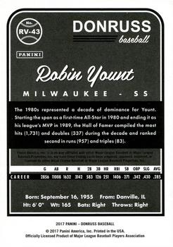 2017 Donruss - Retro Variations 1983 Season Stat Line #RV-43 Robin Yount Back
