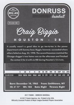 2017 Donruss - Retro Variations 1983 Season Stat Line #RV-49 Craig Biggio Back