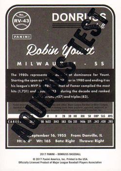 2017 Donruss - Retro Variations 1983 Aqueous Test Proof #RV-43 Robin Yount Back