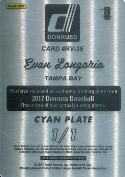 2017 Donruss - Retro Variations 1983 Printing Plate Cyan #RV-35 Evan Longoria Back