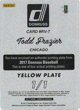 2017 Donruss - Retro Variations 1983 Printing Plate Yellow #RV-7 Todd Frazier Back