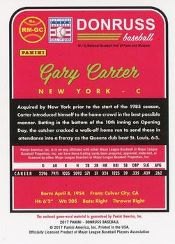 2017 Donruss - Retro Materials 1983 Black #RM-GC Gary Carter Back