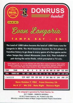 2017 Donruss - Retro Signatures 1983 Red #RS-EL Evan Longoria Back