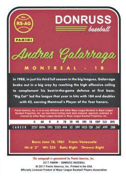 2017 Donruss - Retro Signatures 1983 Gold #RS-AG Andres Galarraga Back