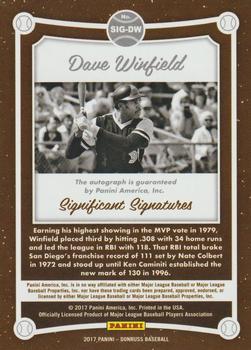 2017 Donruss - Significant Signatures Gold #SIG-DW Dave Winfield Back