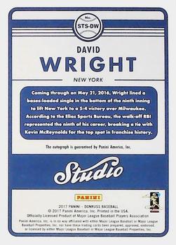 2017 Donruss - Studio Signatures Blue #STS-DW David Wright Back