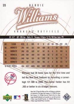 2001 SP Game Bat #39 Bernie Williams Back