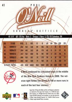 2001 SP Game Bat #41 Paul O'Neill Back