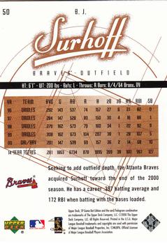 2001 SP Game Bat #50 B.J. Surhoff Back
