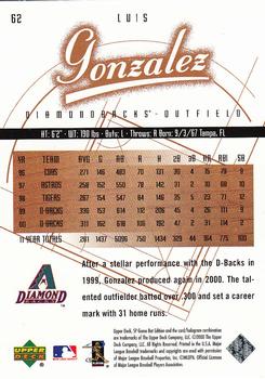 2001 SP Game Bat #62 Luis Gonzalez Back