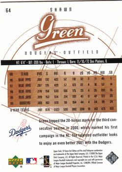 2001 SP Game Bat #64 Shawn Green Back