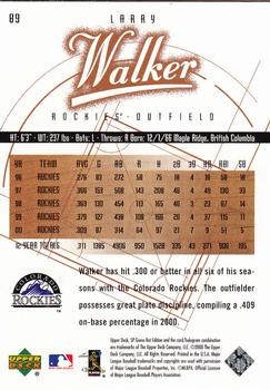 2001 SP Game Bat #89 Larry Walker Back