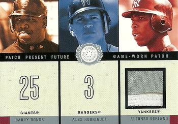 2003 Fleer Patchworks - Patch Present Future Single #AS3-PPF1 Barry Bonds / Alex Rodriguez / Alfonso Soriano Front