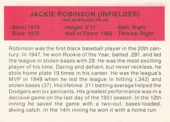 1987 Hygrade All-Time Greats - Promos (Red Backs) #NNO Jackie Robinson Back