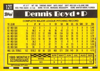 1990 Topps Traded #12T Dennis Boyd Back