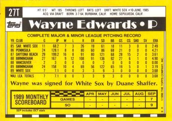 1990 Topps Traded #27T Wayne Edwards Back