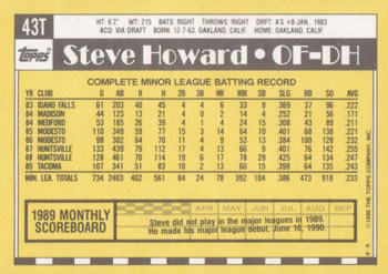 1990 Topps Traded #43T Steve Howard Back