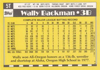 1990 Topps Traded #5T Wally Backman Back