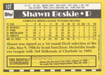 1990 Topps Traded #10T Shawn Boskie Back
