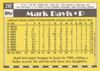 1990 Topps Traded #24T Mark Davis Back