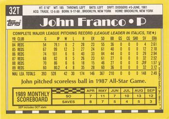 1990 Topps Traded #32T John Franco Back