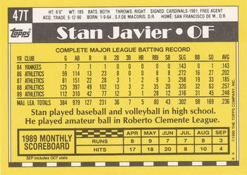 1990 Topps Traded #47T Stan Javier Back