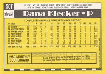 1990 Topps Traded #50T Dana Kiecker Back