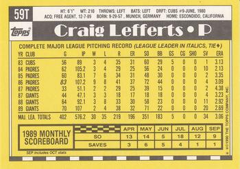 1990 Topps Traded #59T Craig Lefferts Back